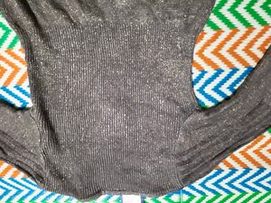 Gray Knit shimmery peplum sweater top