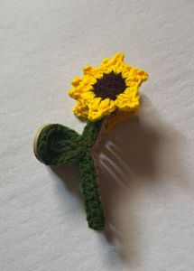 combo of sunflower and pink Rose Crochet Hair Clip