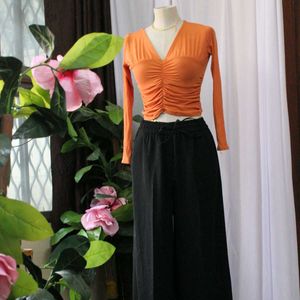 Orange V-Neck Top