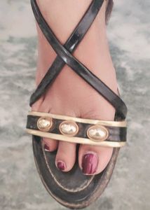 Stylish Black &amp; Gold Sandals