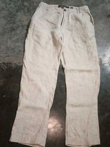 Tan Casual Unisex Linen Pants