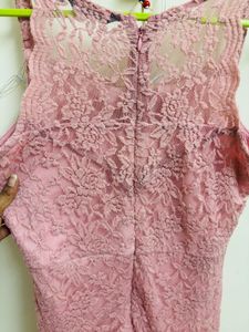 Pink Lace Midi Dress - Bodycon
