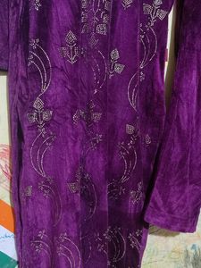 Elegant Purple velvet Kurta Set