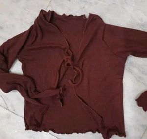 Brown Tie-Front Cardigan