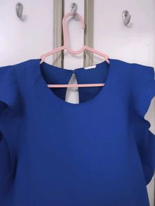Blue Ruffle Sleeve Dress
