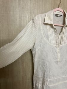 Classic Cream Striped Tunic Shirt