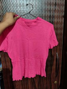 Cute Pink Ribbed Top