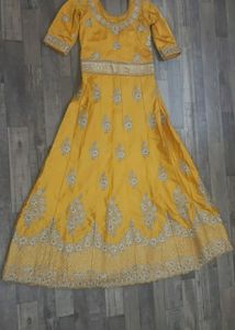 Elegant Yellow Embroidered Anarkali Gown