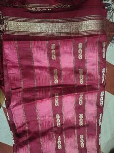 Red Silk Patta Sarree