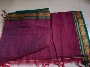 Pure Cotton Maroon Saree 😍