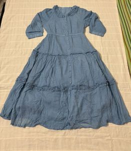 Blue Ruffled Midi Dress