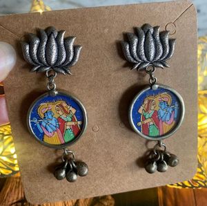 Radha Krishna Lotus Drop Earrings