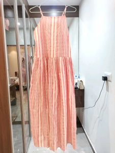 Pink Colour Vero Moda Cotton Striped Midi Dress