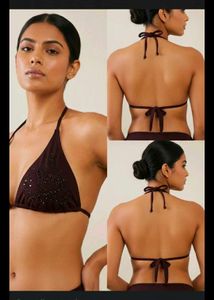 Embellished Burgundy Bikini Top🔥🖤✨