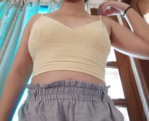 Cream Crop Top Cami Bra For Summers🍧