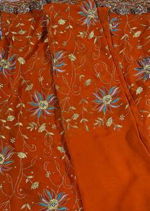 Heavy Ambroided Sari For Women