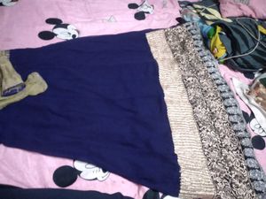 Elegant Blue &amp; Gold Anarkali Suit