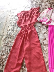 Floral Pleated  3 combo dress 1jump suite