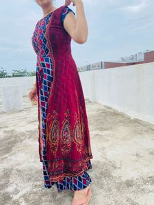 Brown Double Layer Long Dress