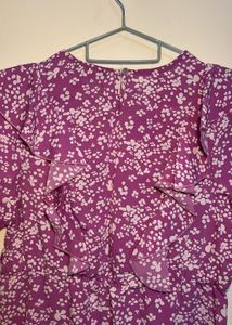 Purple Floral Ruffle Dress