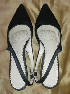 Black Pointed Slingback Heels