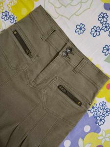 DARK  OLIVE  DENIM  SKIRT