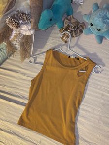 Mustard Cutout Tank Top
