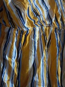 Striped V-Neck Blouson Top