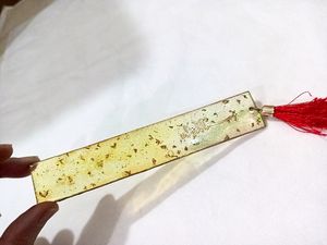 New Golden Resin Bookmark Encased With Golden/Copper Leaf Falkes
