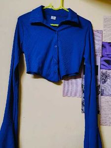 Blue Bell Sleeve Crop Top