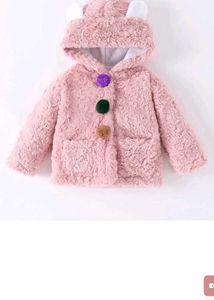 Pink Fuzzy Bear Hooded Coat