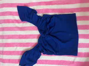 Blue Knotted Crop Top