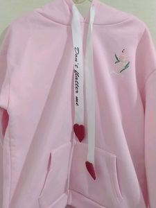 Pink Embroidered Hoodie