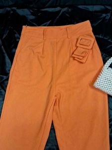 Orange High-Waisted Trousers