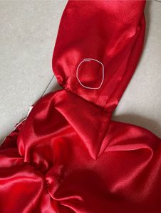 Red Satin Puff Sleeve Top