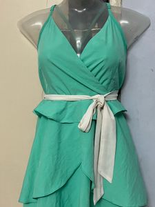 Pintrest Mint Green Ruffle Mini Dress