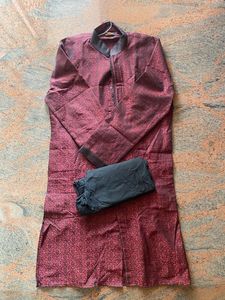 Manyavar red & black kurta with pant