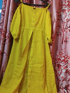 Vibrant Yellow Cold Shoulder Maxi Dress