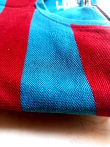 Roadster Maroon &amp; Blue Stripped Cotton Tshirt