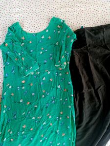 Green Kurta And Black Suit Set