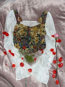 Floral Crop Top with Sleeves