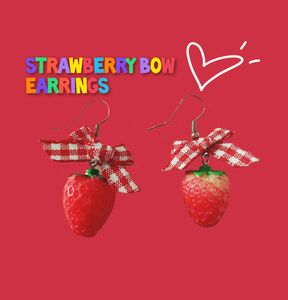 Strawberry Red Bow Earrings