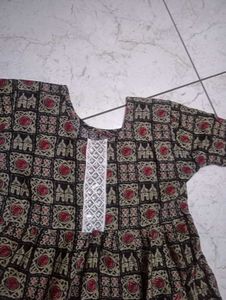 Girls&#39; Stylish Printed Cotton Frock