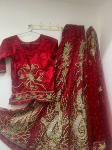 maroon wedding lehenga