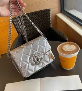 Authentic Chanel Metallic Silver Mini Flap Bag