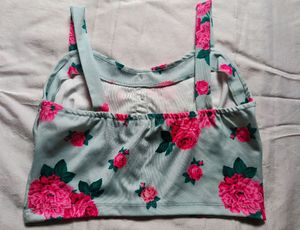 Floral Button-Down Crop Top