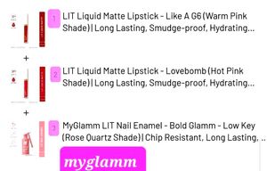 New myglamm 2 Lipsticks &amp; 1 Nail Enamel