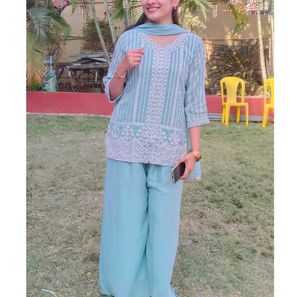 Trending, Kurta Plazo Set With Dupatta