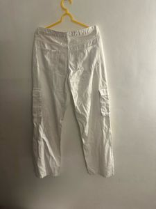 Newme White Denim Cargo Pants