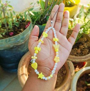 Cute Yellow Beaded Phone Charm